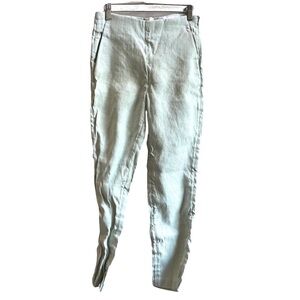 Delpozo Made in Spain Jute Silk Blend Skinny Ankle Pants Mint Green Preowned